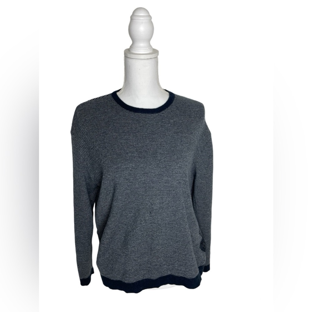 Barbour XL 100% Wool Navy and Gray Striped Sweater
